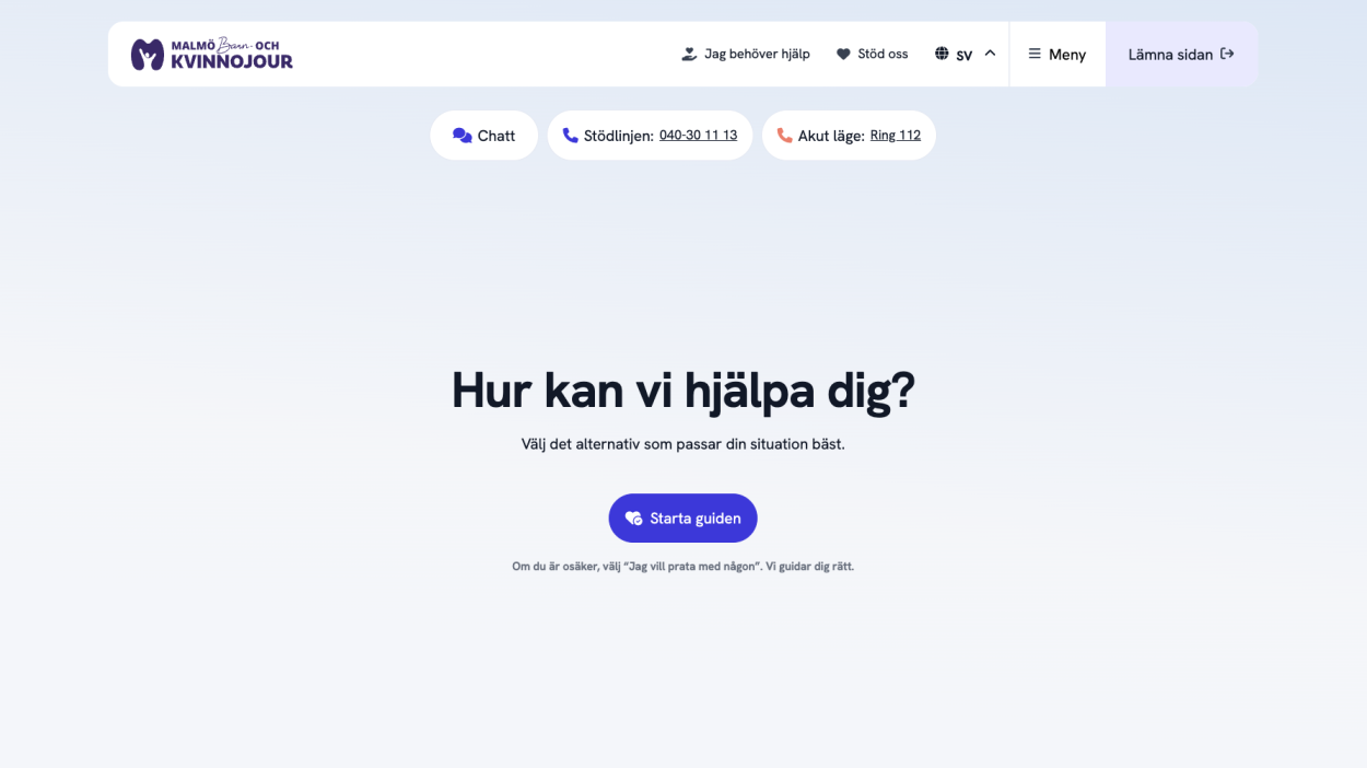 startsidan för malmö barn och kvinnojour