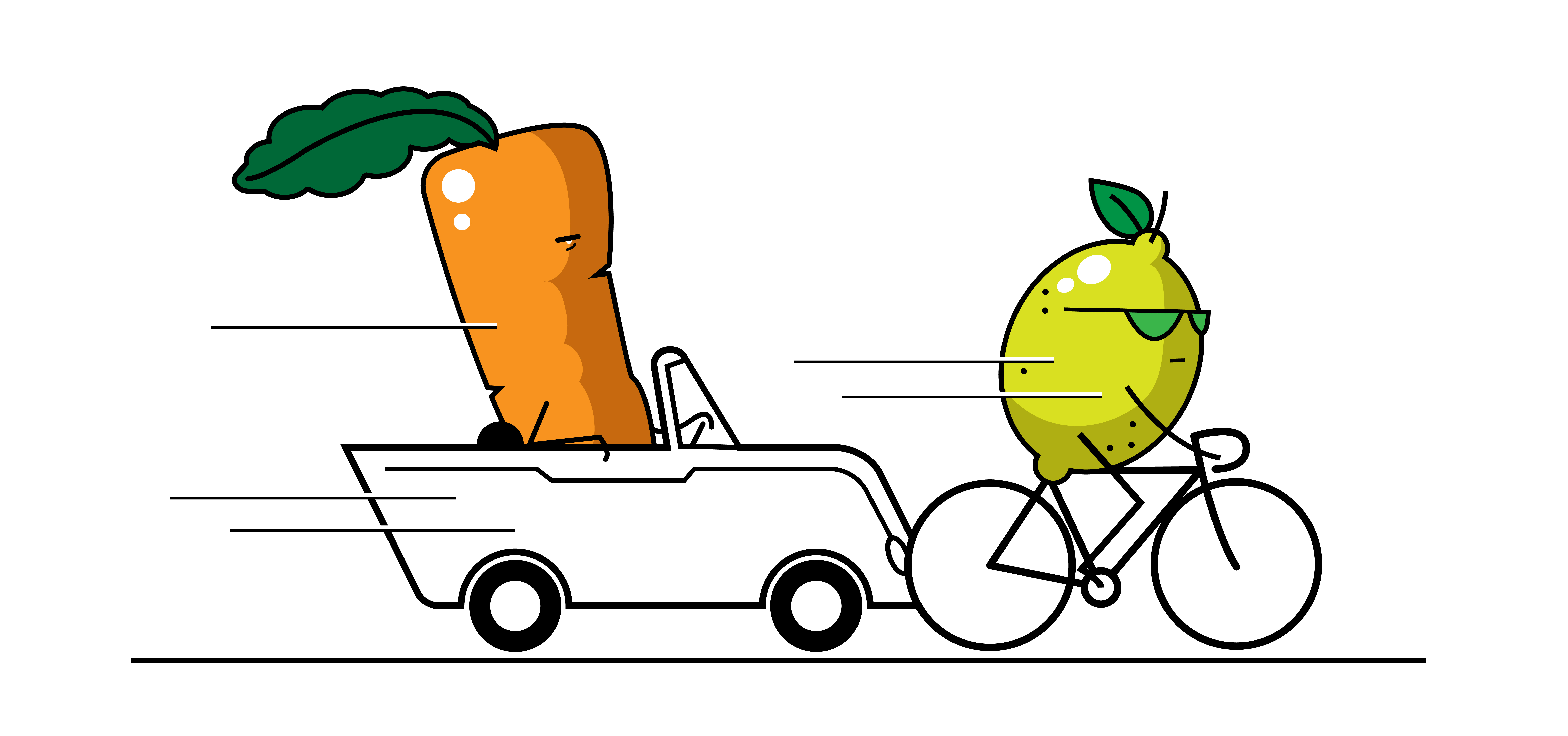 illustration cyklande grönsaker