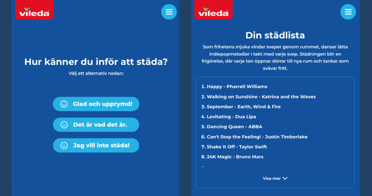 skärmdumpar från vileda kampanjsajt