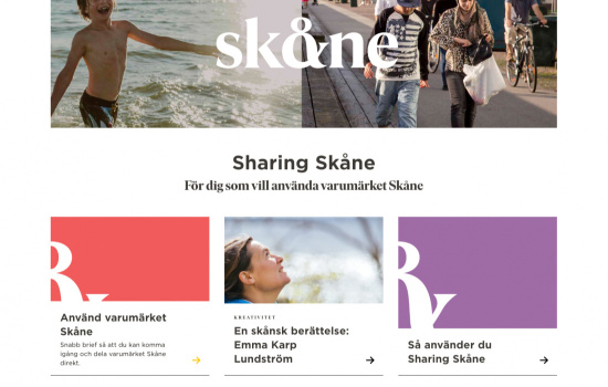 Hemsida Sharing Skåne för varumärket Skåne