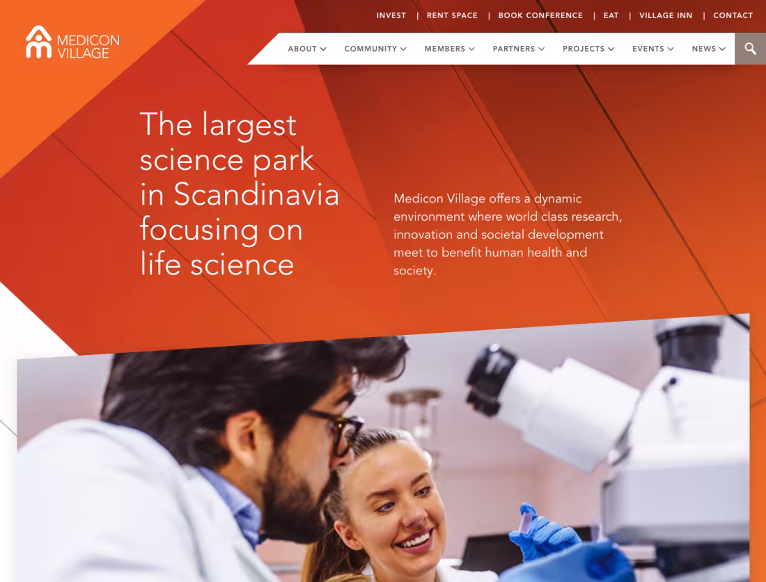 skärmdump från medicon villages startsida på webben
