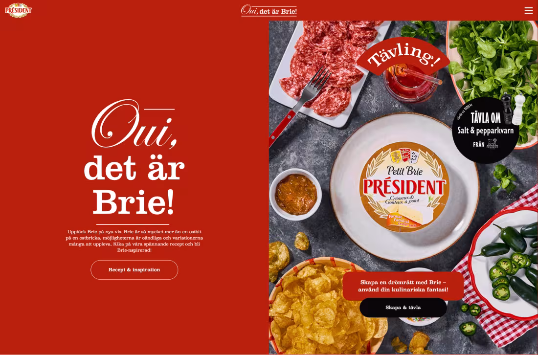 Front page of President Brie site