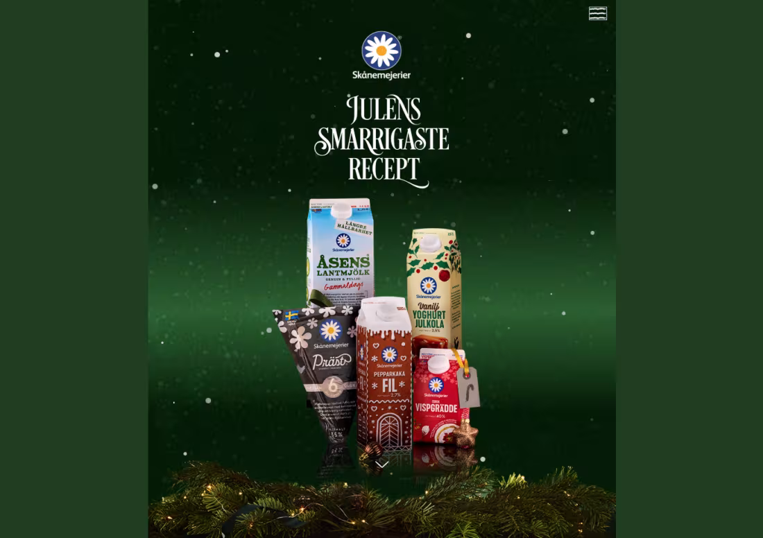 skärmdump från fira hela helgen sajt med mjölk ost och grädde