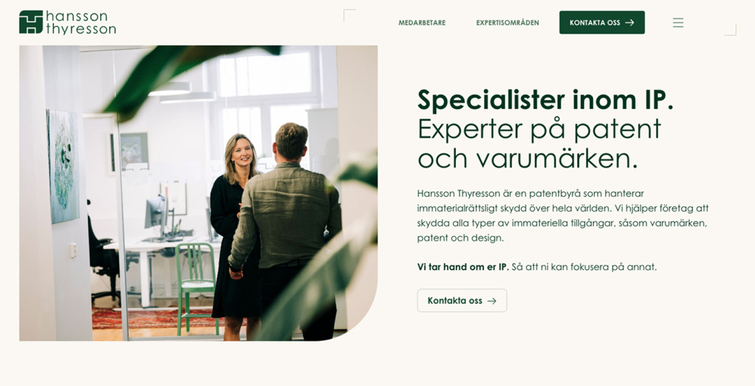 skärmdump från hansson thyresson sajten